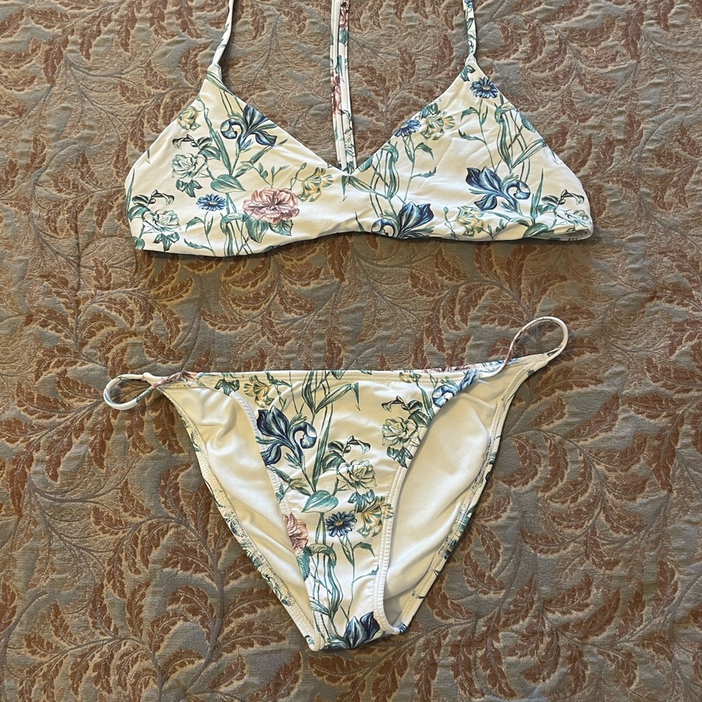 O'Neill Floral Bikini Set - Cream and Green